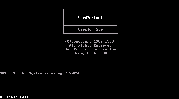 WordPerfect 5.0 - Splash